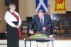 Bill Robertson cuts the haggis