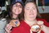 Tanya Strickland (l) and Danka Brewer with their hummingbird and bear quilled medicine boxes.